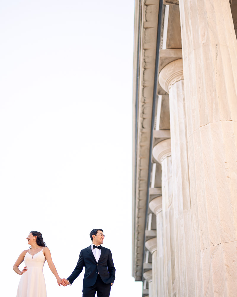 Bride and groom portraits at Second Bank of the United States