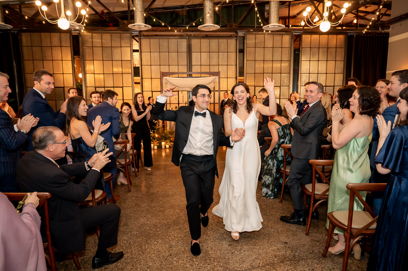 Bride and groom celebrate at Lilah Events in Fishtown